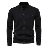 Mock Neck Pocket Details Full Button-Up Cardigan