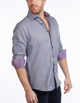 Contrast Collar Button-Up Shirt // Navy + Burgundy - Contemporary Fit - contrast  trimming- final sale