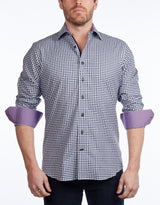 Contrast Collar Button-Up Shirt // Navy + Burgundy - Contemporary Fit - contrast  trimming- final sale