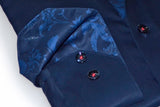 Geo  Button-Up Shirt With Contrast Details // Navy // Contemporary Fit (Regular)