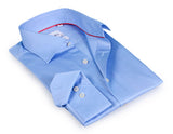 Lt Blue Long Sleeve Shirt with contract trimming // Dual cuffs// contemporary fit- Final Sale