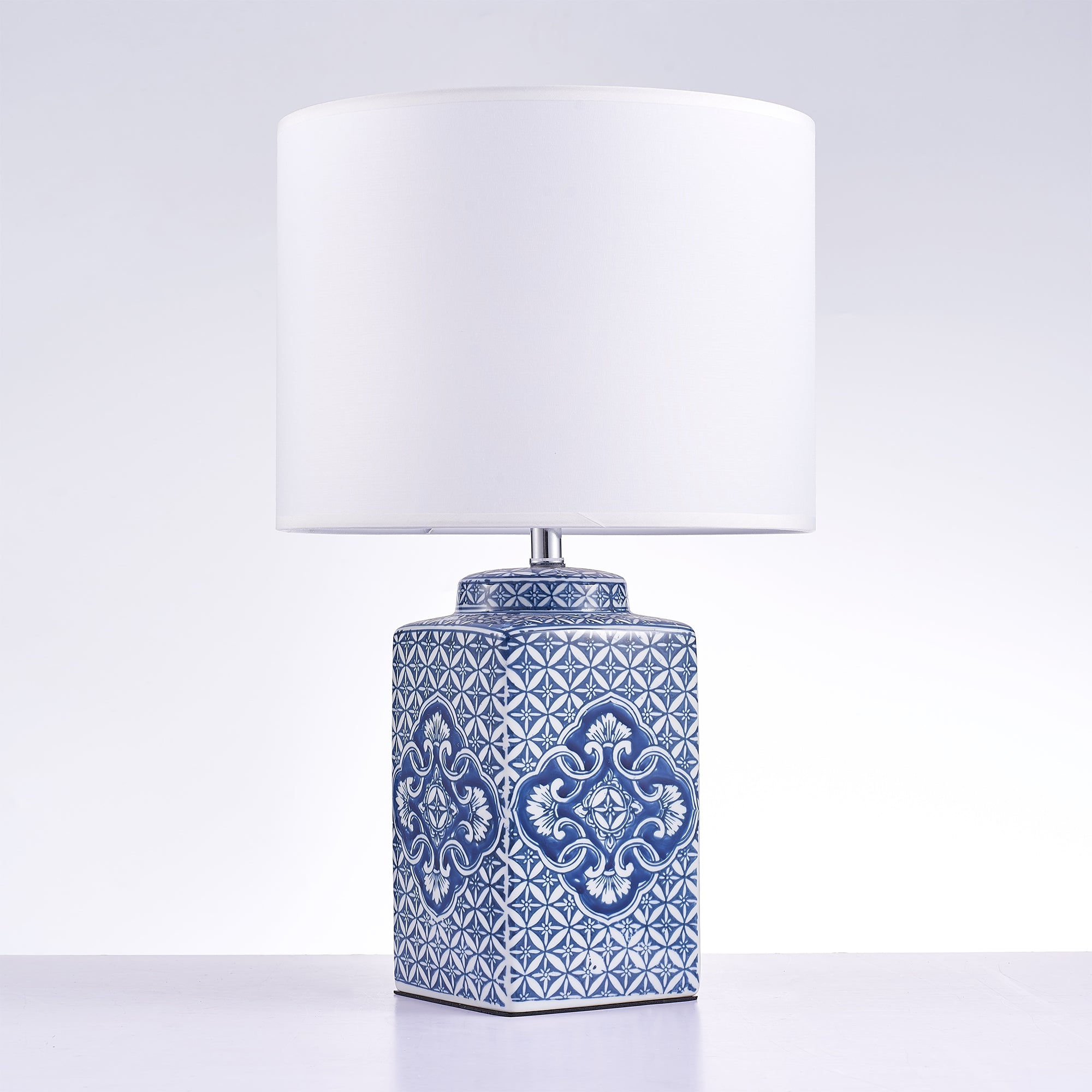 Margaret Metal & Ceramic Table Lamp, White/Blue