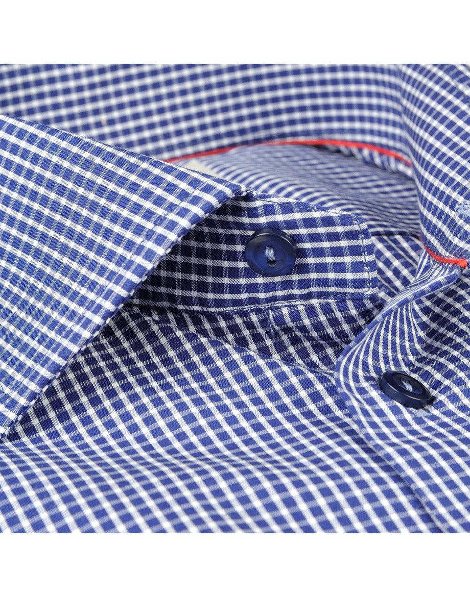 Made in Italy Dress Shirts// Navy + White Check - contemporary fit- Final Sale