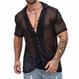 Sheer Knit Button-Up Shirt