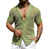 Sheer Knit Button-Up Shirt