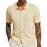 Striped Knit Button-Down Shirt