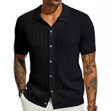 Striped Knit Button-Down Shirt