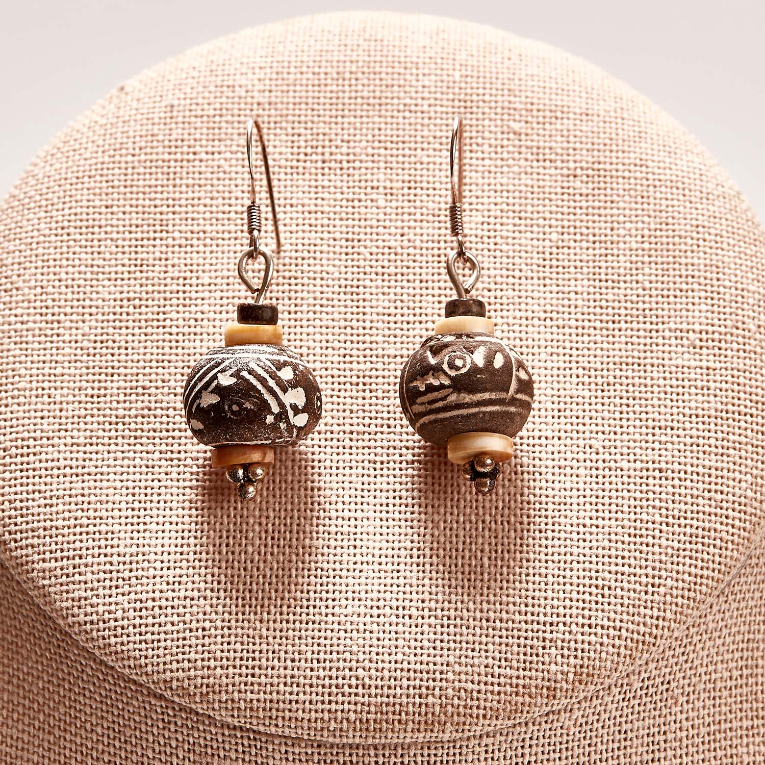 Earrings Comprised of Pre-Columbian Whorls // c. 800-1500 AD