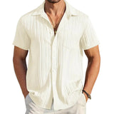 Striped Jaquard Short-Sleeve Button-Down