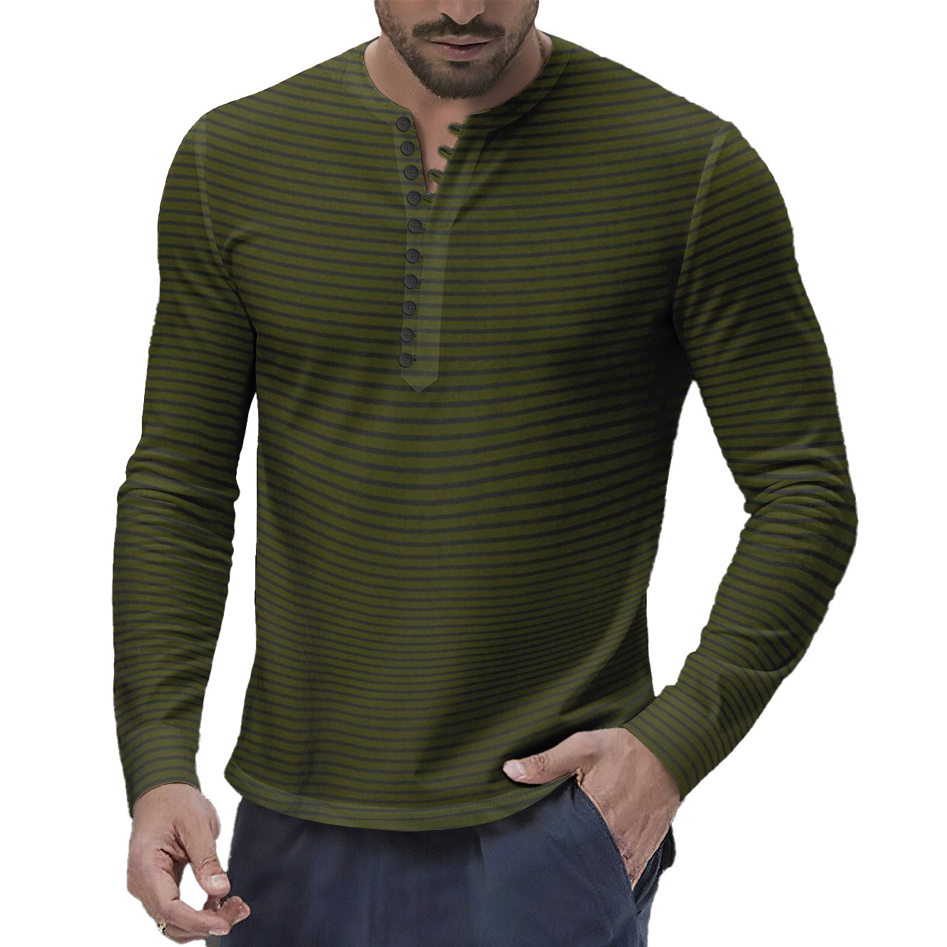 Striped Long-Sleeve Henley