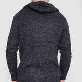 Horn Button-Up Hooded Cable-Knit Sweater