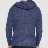 Horn Button-Up Hooded Cable-Knit Sweater