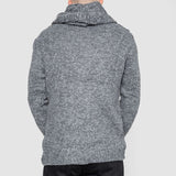 Horn Button-Up Hooded Cable-Knit Sweater