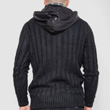 Half-Button Cable-Knit Hooded Sweater
