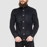 Turtleneck Button-Up Cable-Knit Sweater