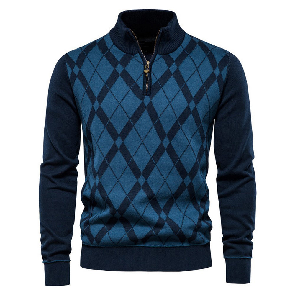 Plaid Quarter-Zip Sweater