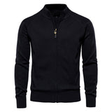 Diamond-Knit Zip-Up Cardigan