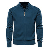 Diamond-Knit Zip-Up Cardigan