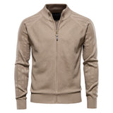 Diamond-Knit Zip-Up Cardigan