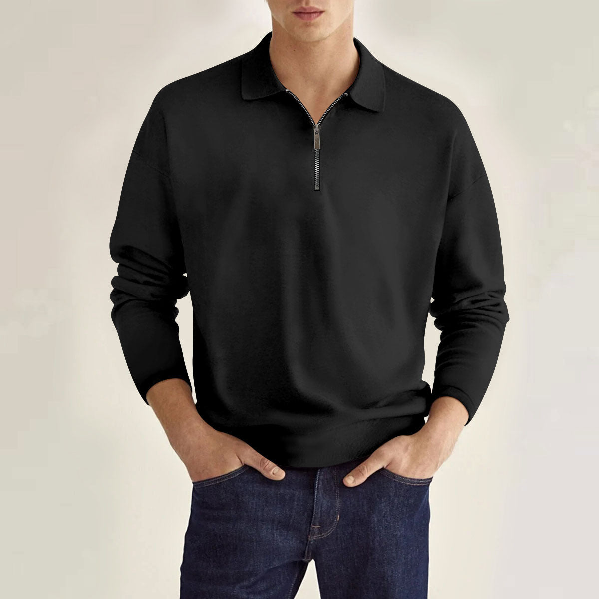Slim Long-Sleeve Quarter-Zip Polo