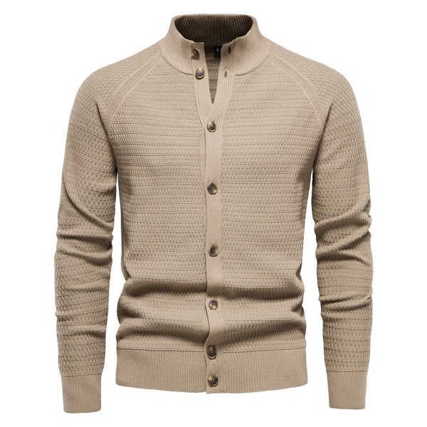Mock-Neck Button-Up Sweater