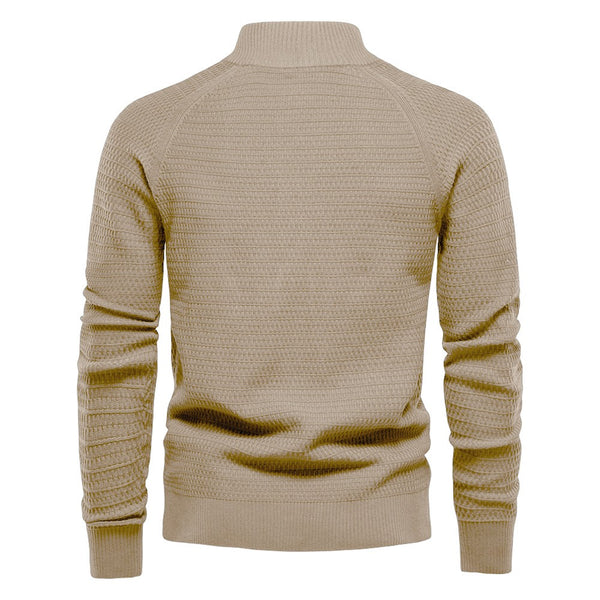 Mock-Neck Button-Up Sweater