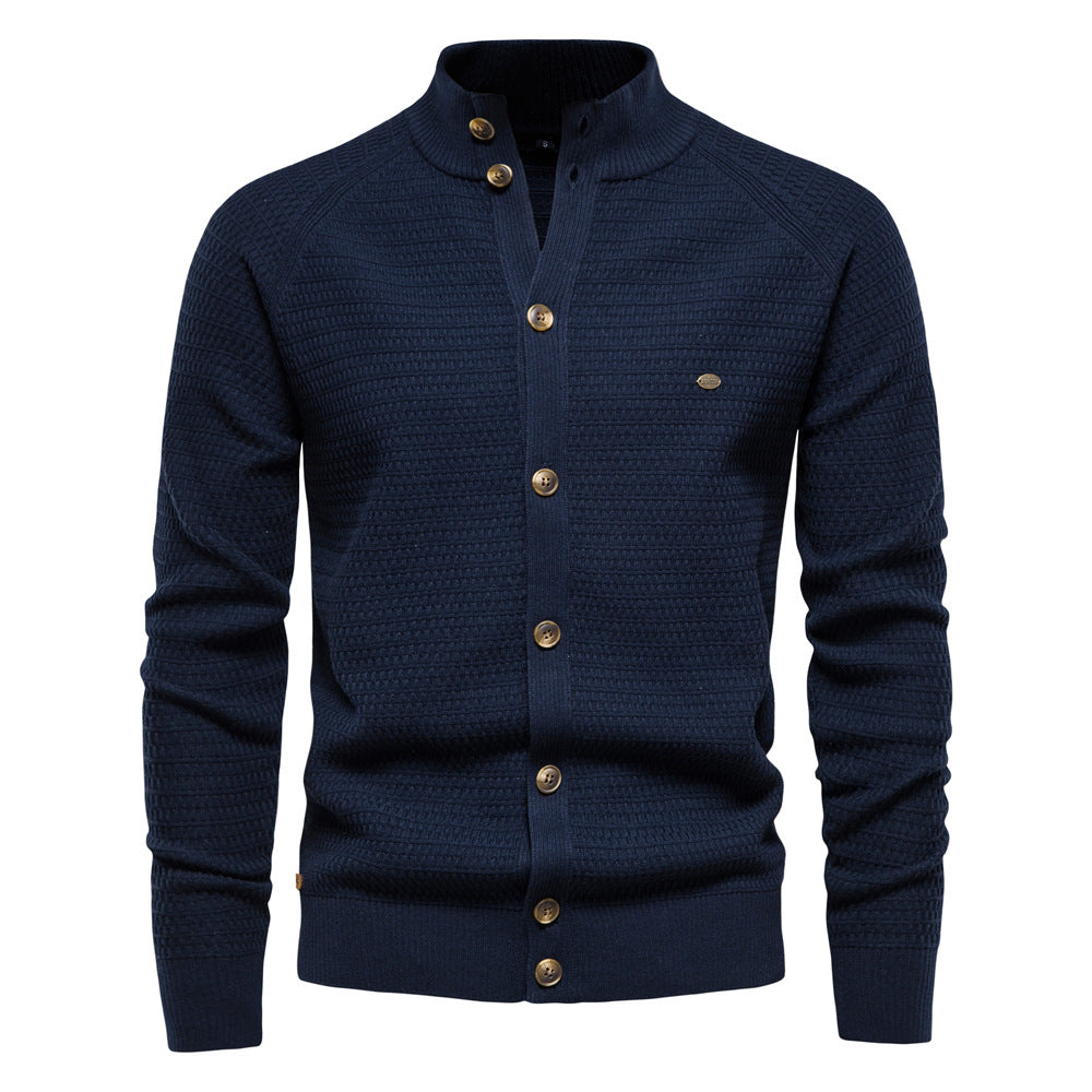Mock-Neck Button-Up w/Logo Sweater