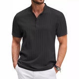 Striped Ribbed Short-Sleeve Polo