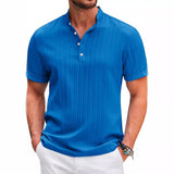 Striped Ribbed Short-Sleeve Polo
