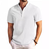 Striped Ribbed Short-Sleeve Polo