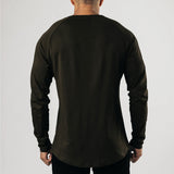 Long-Sleeve Curved Hem Henley