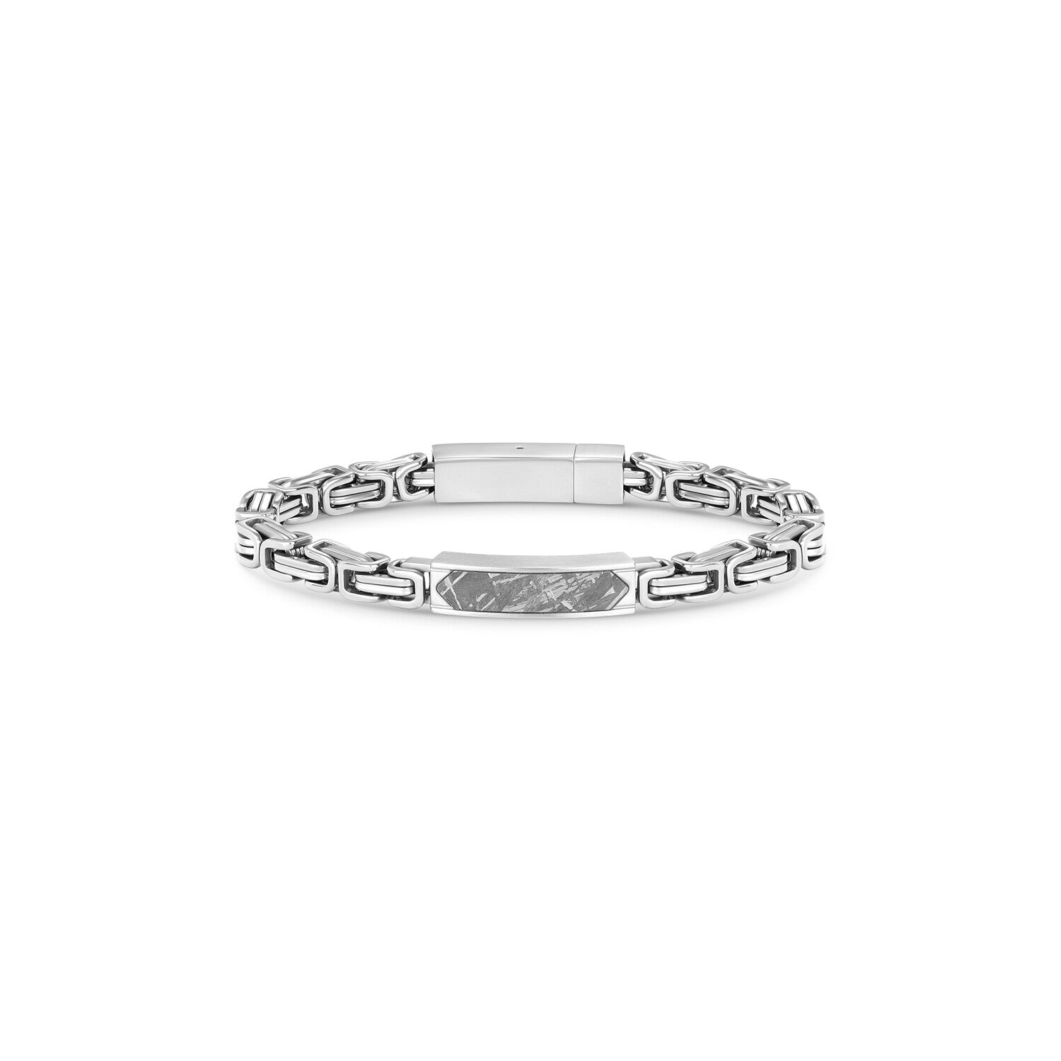 Duxot Accelero Stainless Steel + Sandy Silver Meteorite Bracelet // 9.1"