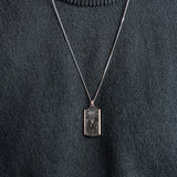 Duxot Vezeto Sterling Silver + Hazy Meteorite Dog Tag Necklace // 25.6"