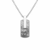 Duxot Atlantica Stainless Steel + Meteorite Dog Tag Necklace // 25.6"
