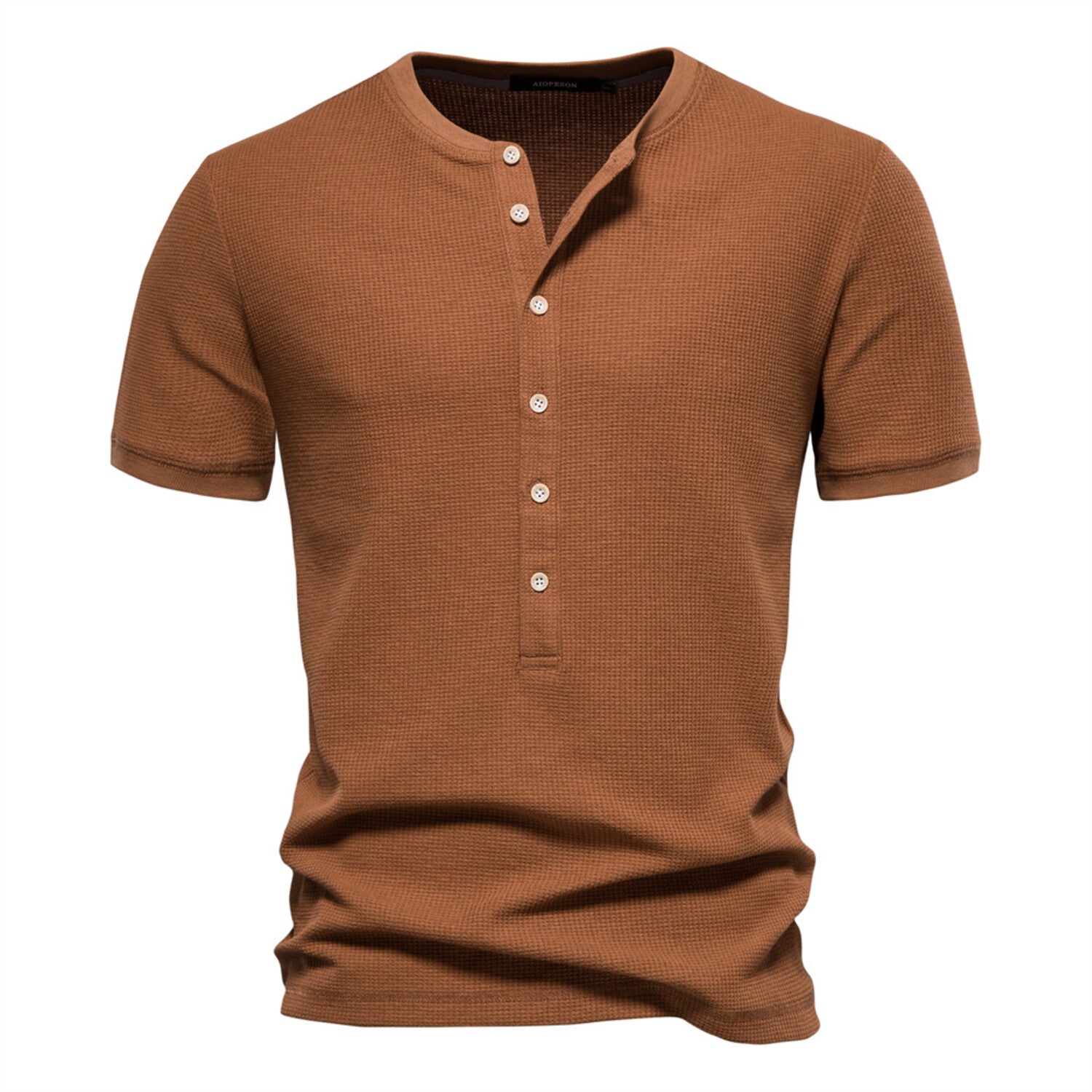 Textured Short-Sleeve Henley