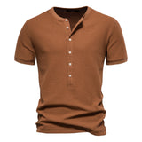 Textured Short-Sleeve Henley
