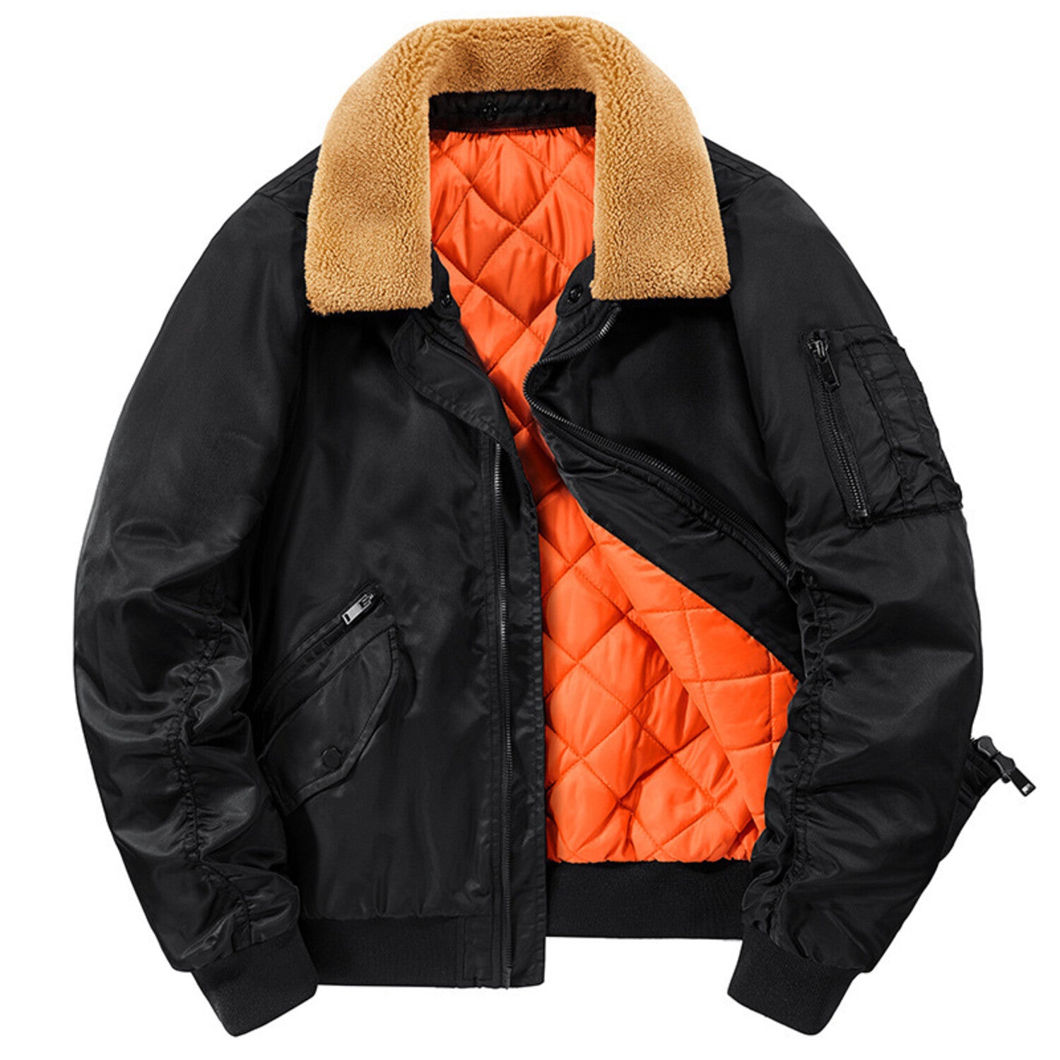 Fleece Neck Bomber Jacket
