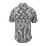 Patterned Short-Sleeve Quarter-Zip Polo