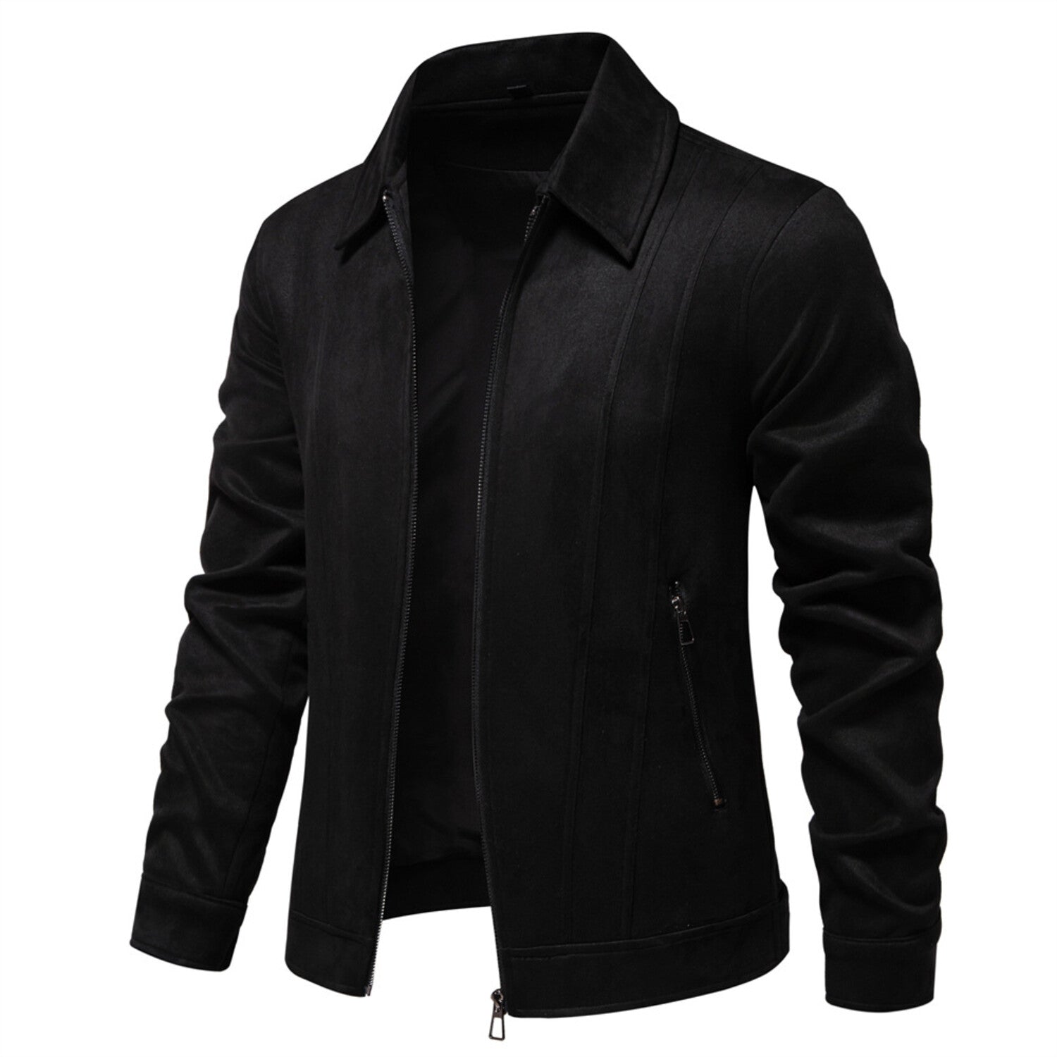 Faux Suede Zip-Front Jacket