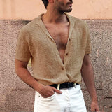 Knit Camp Collar Button-Up Shirt