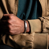 Duxot Accelero Stainless Steel + Sandy Silver Meteorite Bracelet // 9.1"