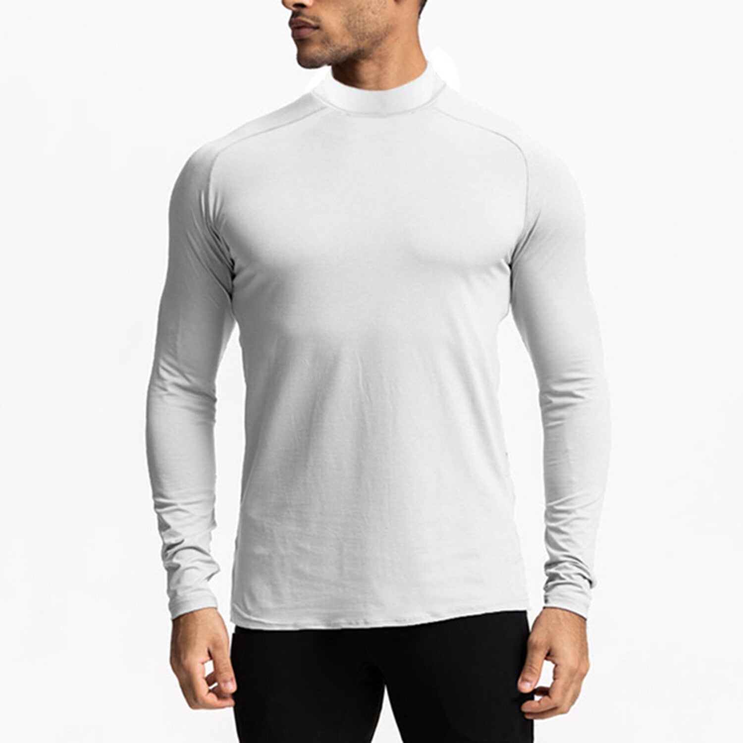 Mock Neck Long-Sleeve T-Shirt
