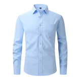 Solid Front Pocket Long-Sleeve Button-Up Shirt