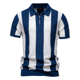 Vertical Striped Short-Sleeve Polo