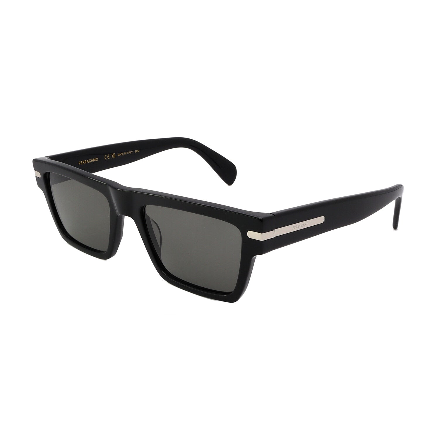 Men's // Ferragamo SF1086SN 001 Square Sunglasses // Black + Dark Grey