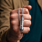 Duxot Marcel Stainless Steel + Campo Meteorite Dust Pendant Necklace // 25.6"