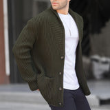 Shawl Collar Striped Knit Cardigan