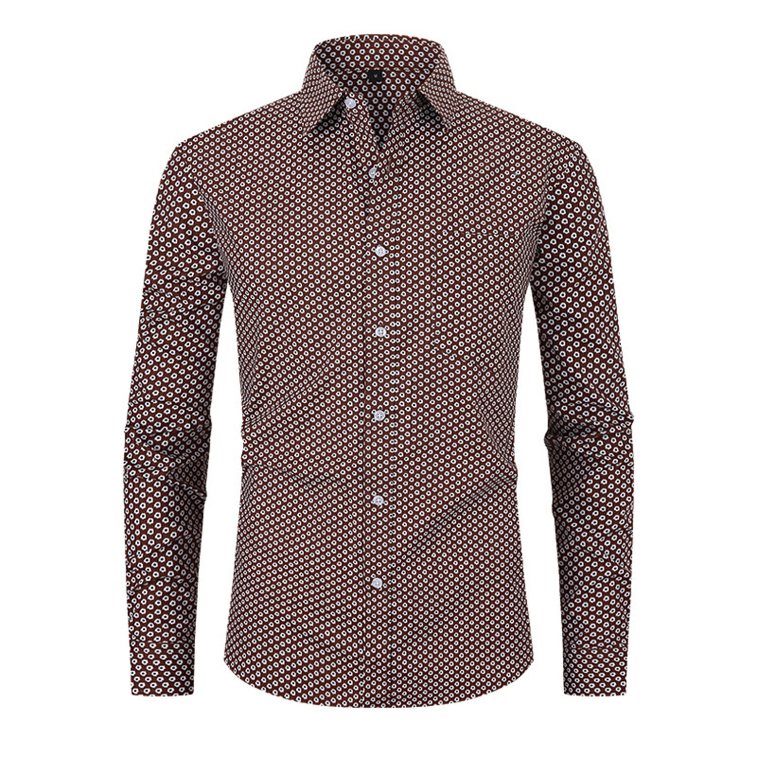 Printed Pattern Long-Sleeve Button-Up