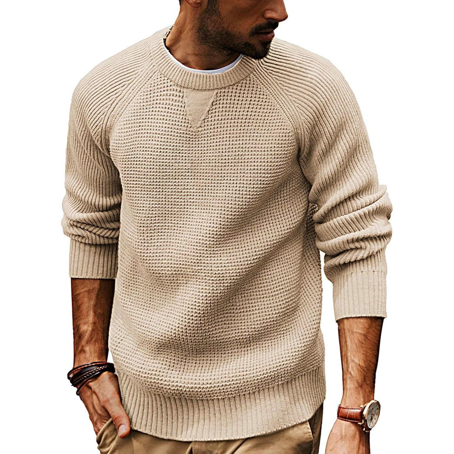 Crewneck Waffle Knit Sweater