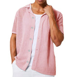 Knit Hollow Out Button-Down Shirt